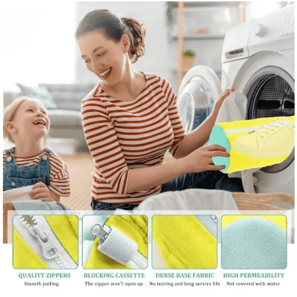 Durable Mesh Shoe Wash Bag With Zipper And Cushioned Interior 5