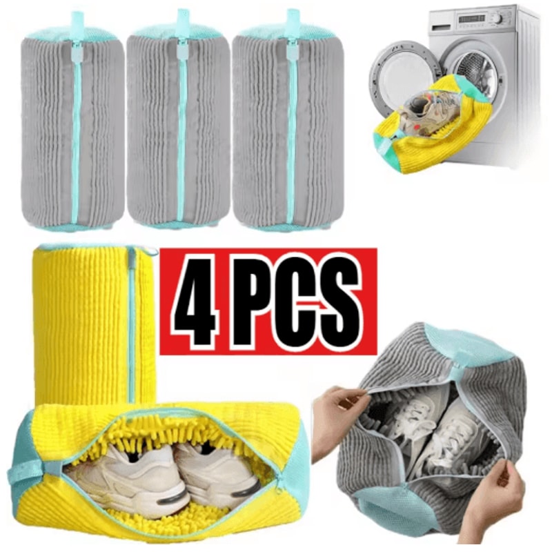 Durable Mesh Shoe Wash Bag With Zipper And Cushioned Interior 0