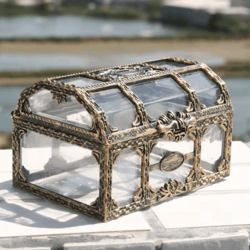 transparent pirate treasure box for jewelry, crystals and trinkets