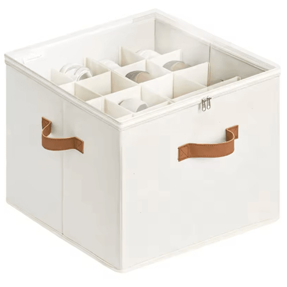 14Pair Fabric Shoe Organizer With Cover And Adjustable Dividers 2