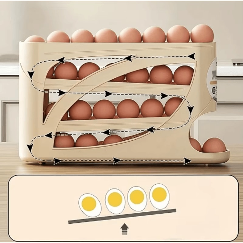 3Tier Rolling Egg Storage Container For Refrigerator Holds 24 Eggs 6
