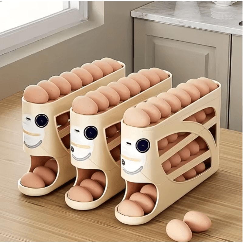 3Tier Rolling Egg Storage Container For Refrigerator Holds 24 Eggs 0
