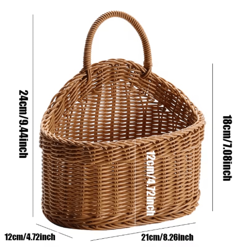 Wall Mounted Rattan Style Fruit And Vegetable Hanging Basket 2