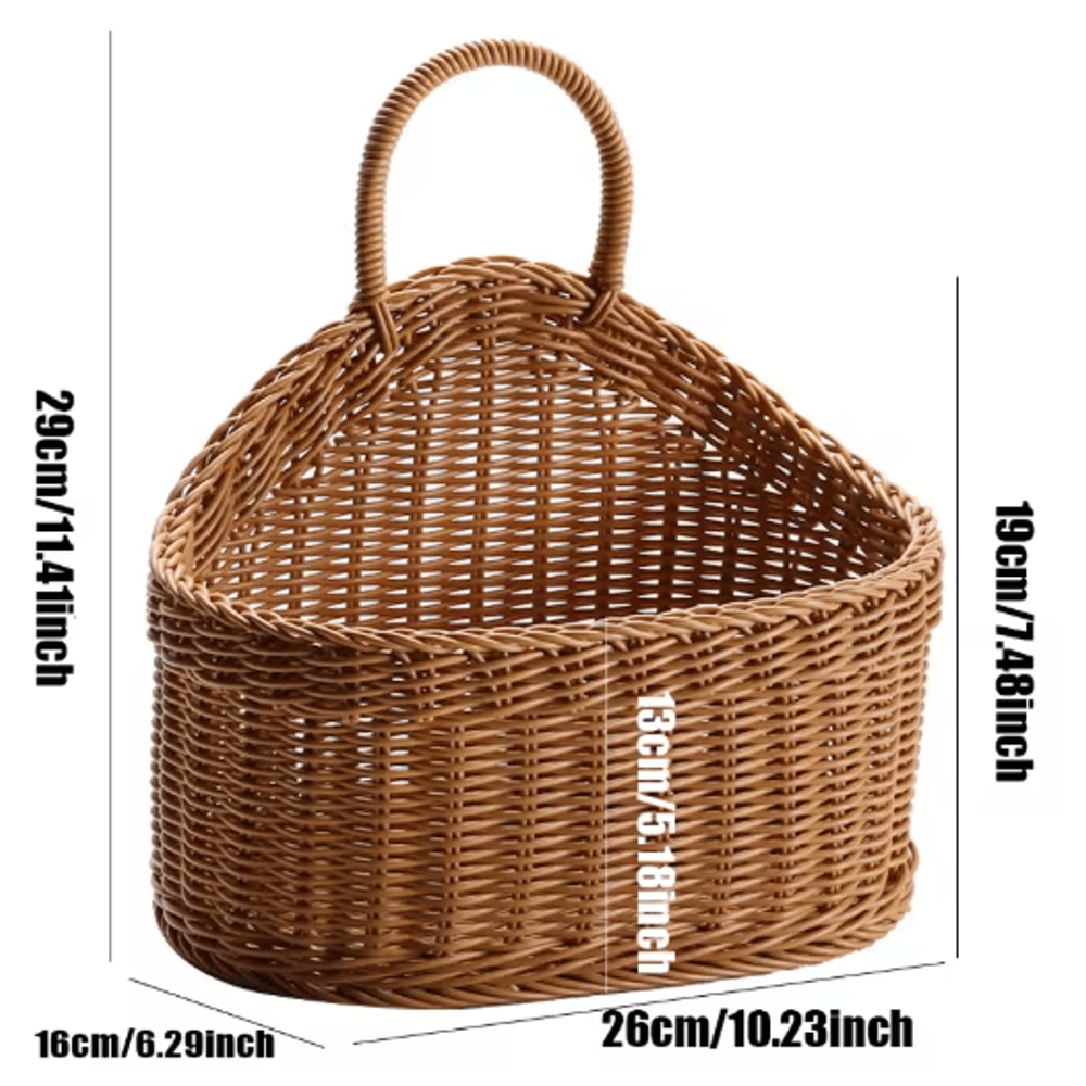 Wall Mounted Rattan Style Fruit And Vegetable Hanging Basket 5