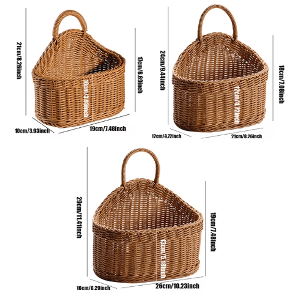 Wall Mounted Rattan Style Fruit And Vegetable Hanging Basket 6