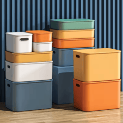 colorful stackable plastic storage box organizer for desktop and drawer
