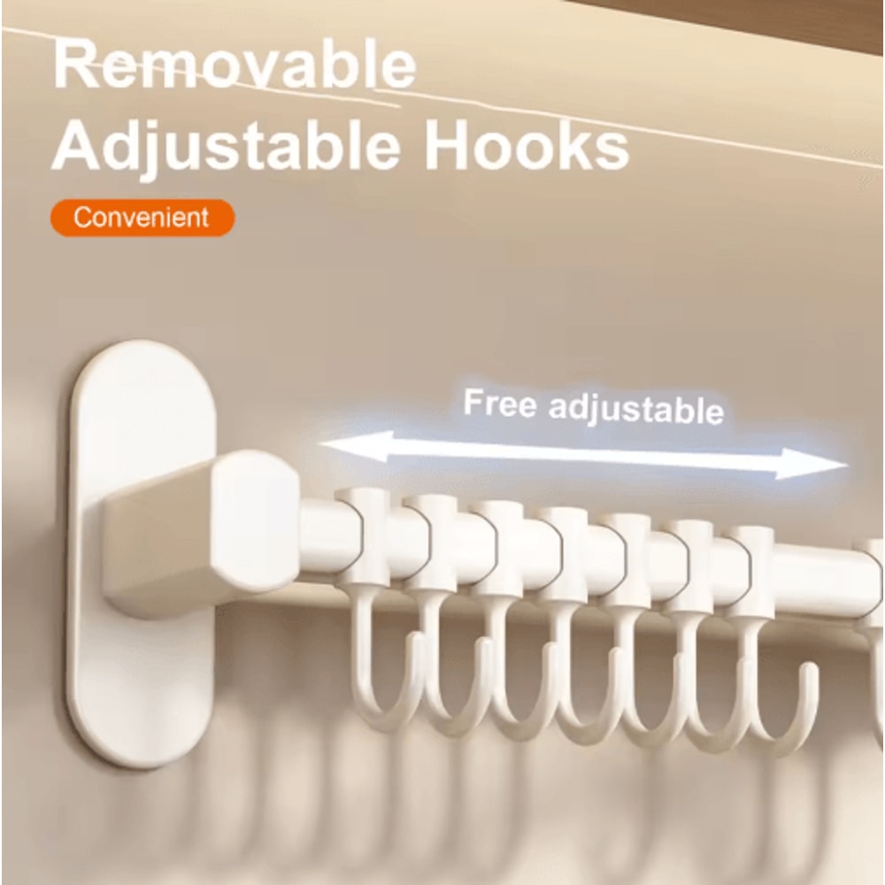 NoDrill Wall Mounted Kitchen Hook Rack With Storage Rail Organizer 12