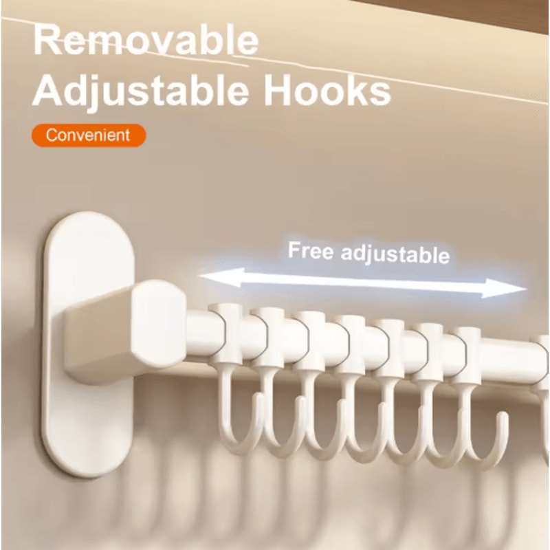 NoDrill Wall Mounted Kitchen Hook Rack With Storage Rail Organizer 12