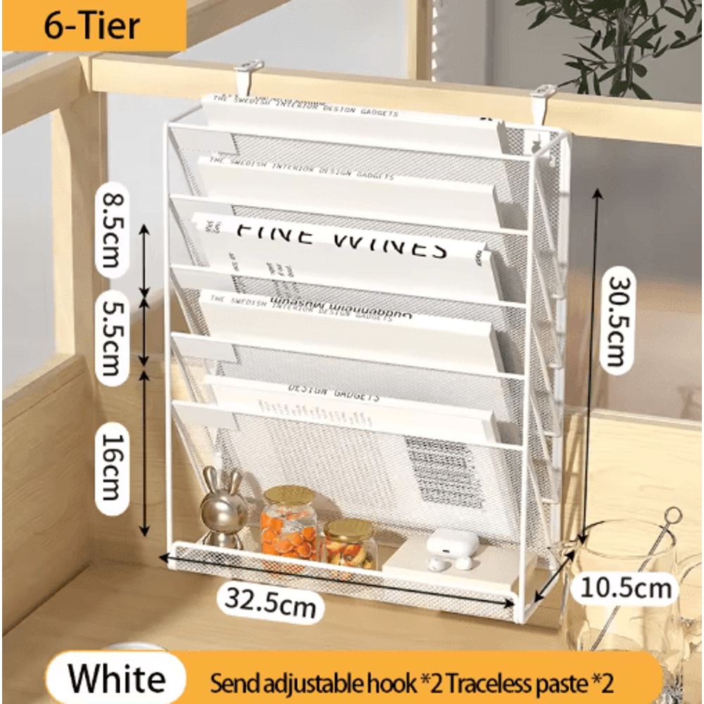 5Tier Mesh Desk File Organizer Rack With Wall Mount Option 1