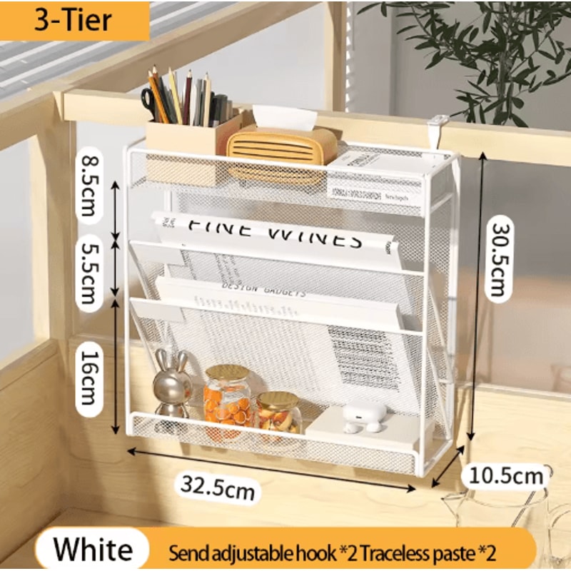 5Tier Mesh Desk File Organizer Rack With Wall Mount Option 3
