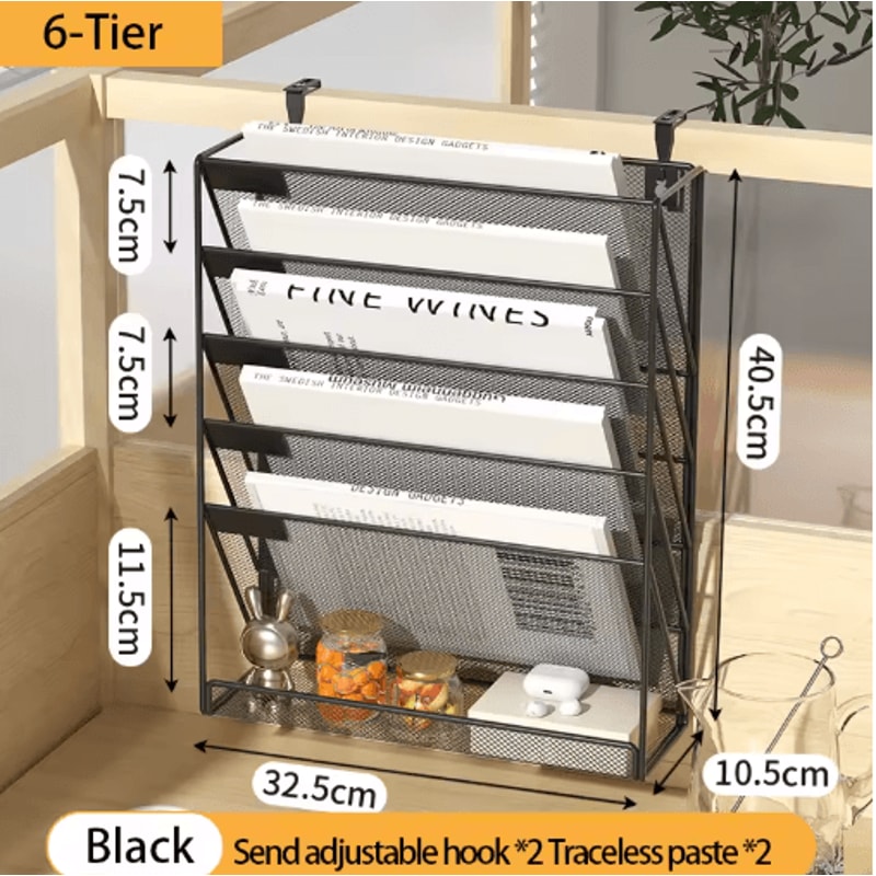 5Tier Mesh Desk File Organizer Rack With Wall Mount Option 4