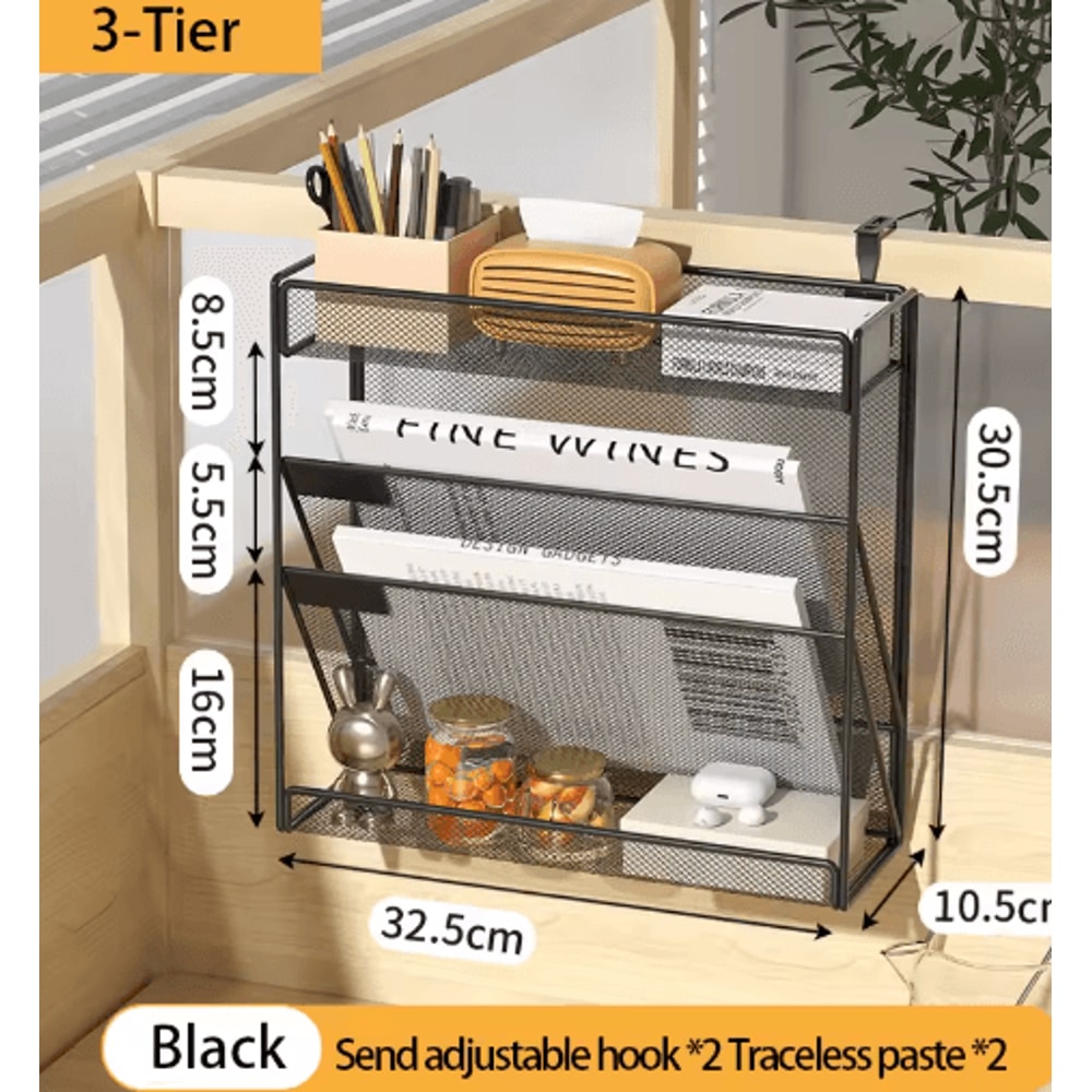 5Tier Mesh Desk File Organizer Rack With Wall Mount Option 6