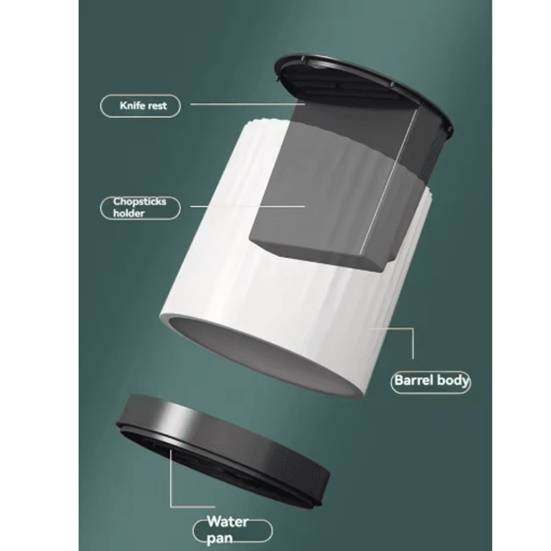 360 Rotating Knife Holder Stand With Multifunctional Utensil Storage 4