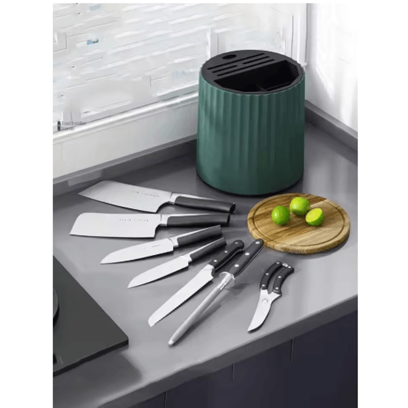360 Rotating Knife Holder Stand With Multifunctional Utensil Storage 5