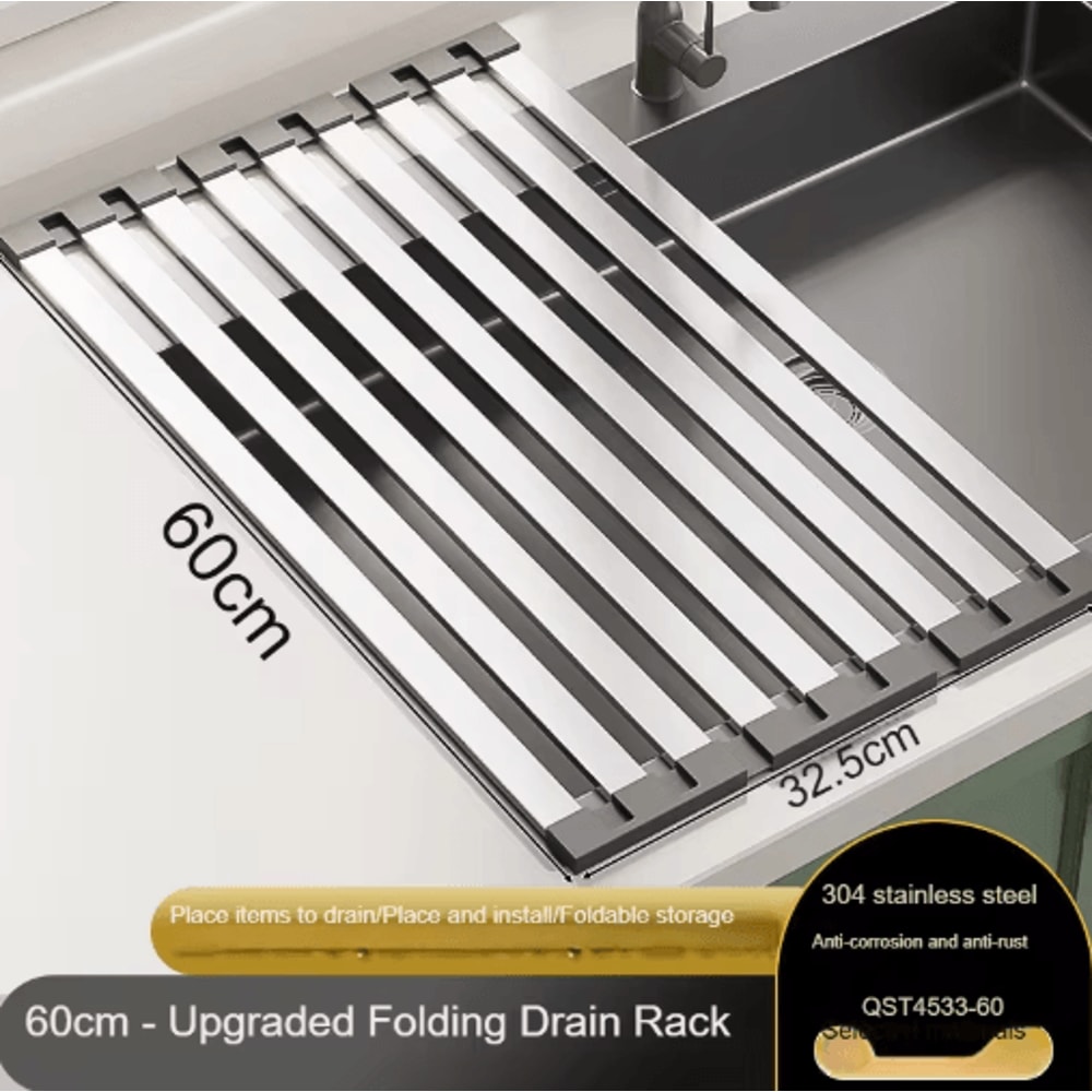 304 Stainless Steel Foldable Telescopic Sink Drain Rack 1