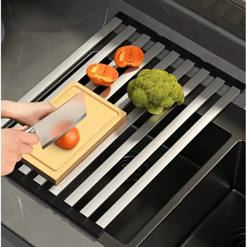 304 Stainless Steel Foldable Telescopic Sink Drain Rack 0