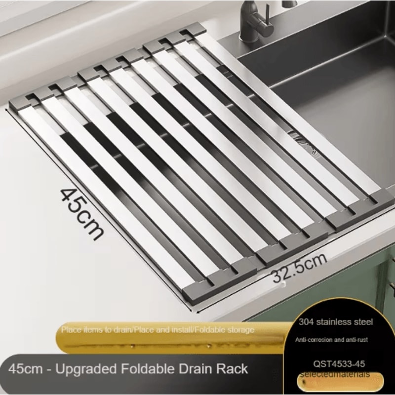 304 Stainless Steel Foldable Telescopic Sink Drain Rack 3