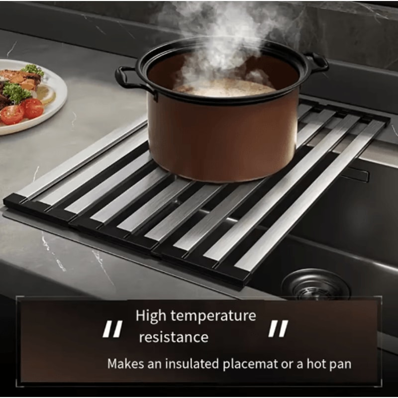 304 Stainless Steel Foldable Telescopic Sink Drain Rack 6