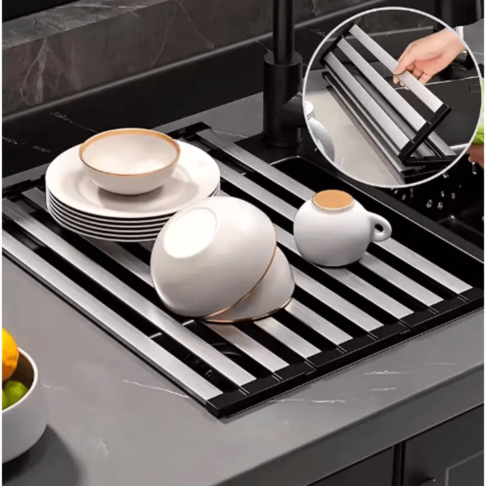 304 Stainless Steel Foldable Telescopic Sink Drain Rack 7