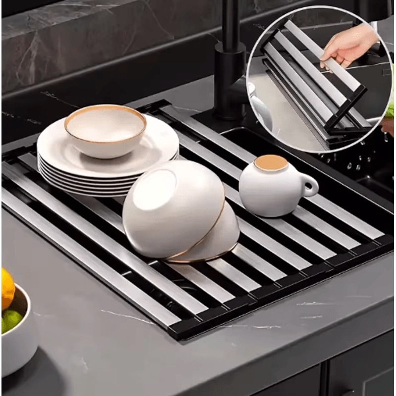 304 Stainless Steel Foldable Telescopic Sink Drain Rack 7