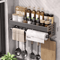 Wall Mount Utensil Holder Multifunctional Spice Organizer Shelf With Hooks 2