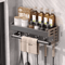 Wall Mount Utensil Holder Multifunctional Spice Organizer Shelf With Hooks 3