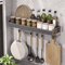 Wall Mount Utensil Holder Multifunctional Spice Organizer Shelf With Hooks 4