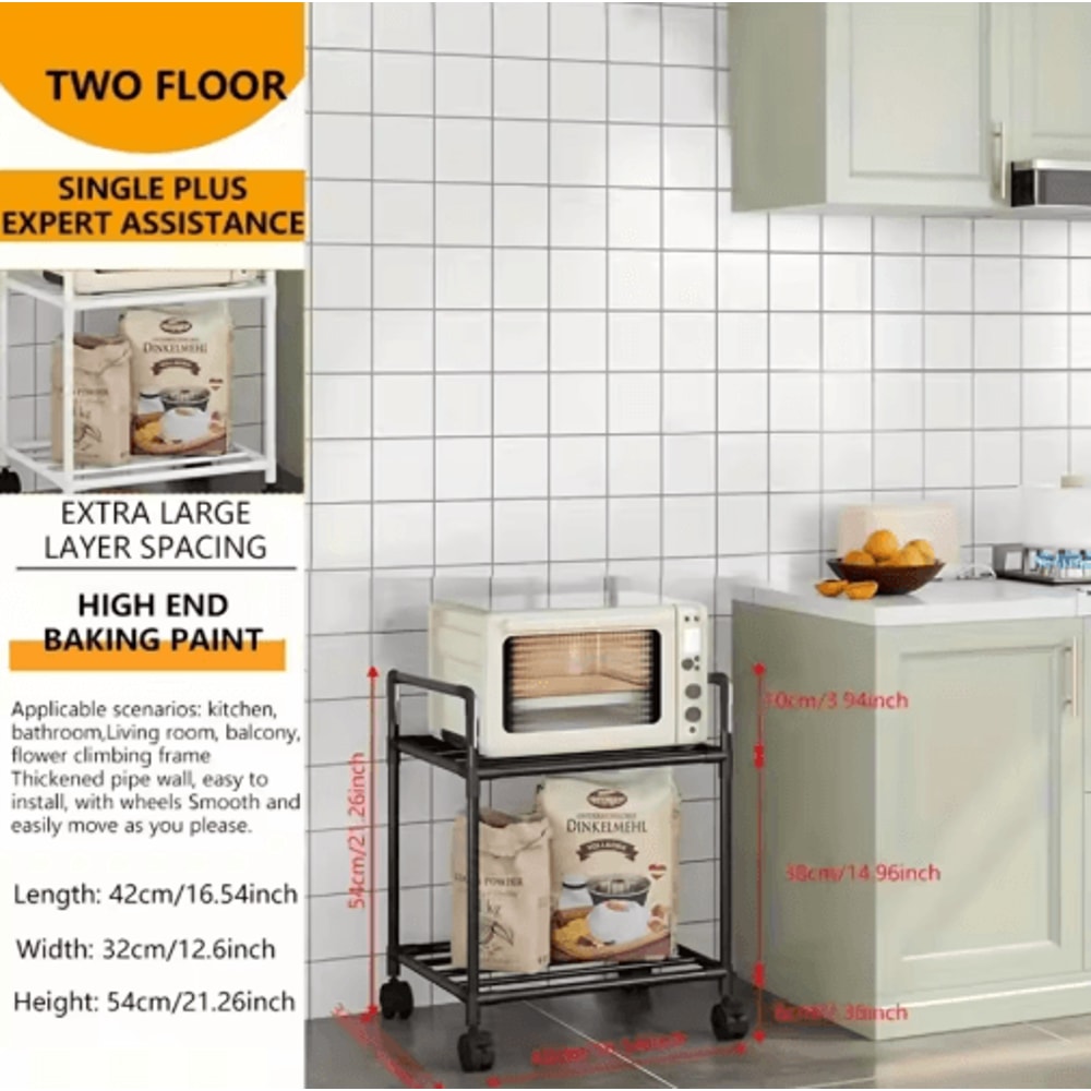 MultiLayer Floor Standing Kitchen Rack With Microwave Storage Shelf 6