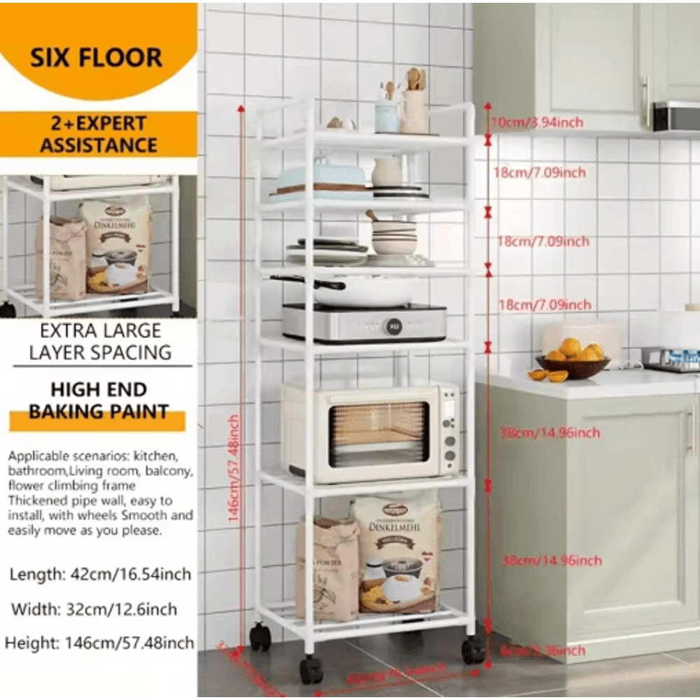 MultiLayer Floor Standing Kitchen Rack With Microwave Storage Shelf 7