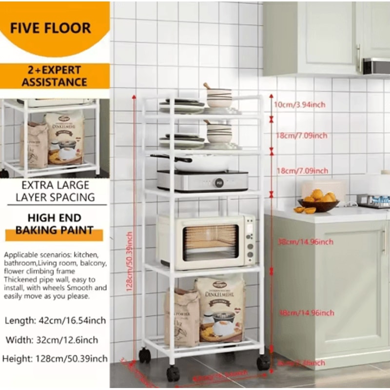 MultiLayer Floor Standing Kitchen Rack With Microwave Storage Shelf 8