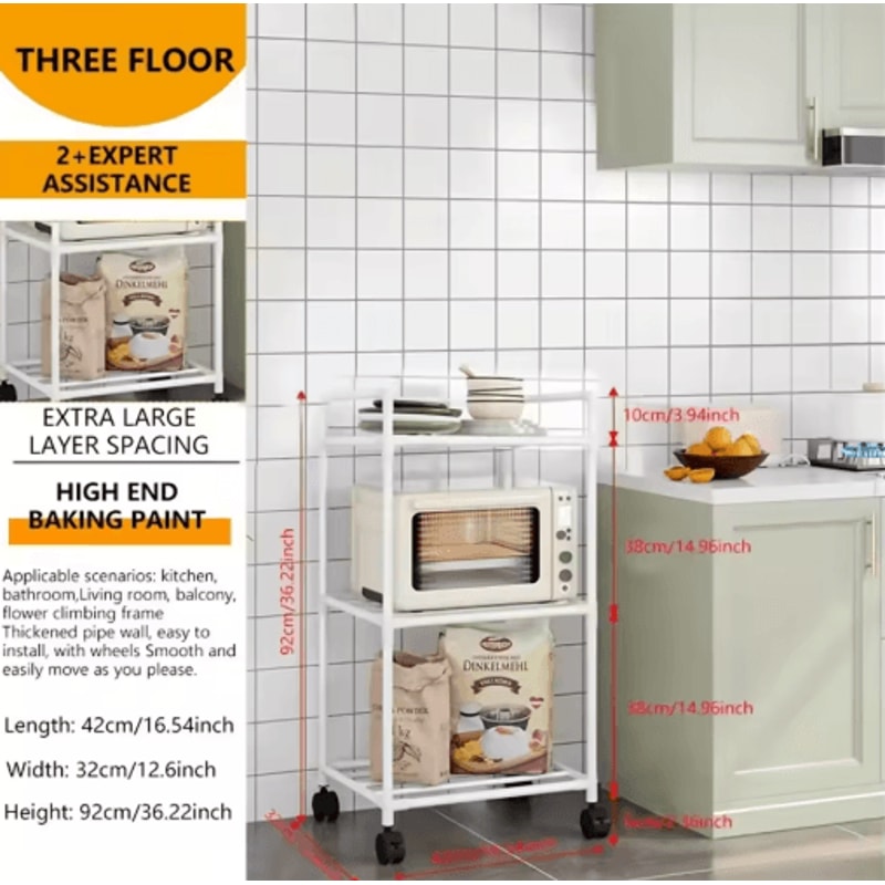 MultiLayer Floor Standing Kitchen Rack With Microwave Storage Shelf 11