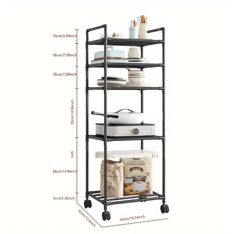 MultiLayer Floor Standing Kitchen Rack With Microwave Storage Shelf 14