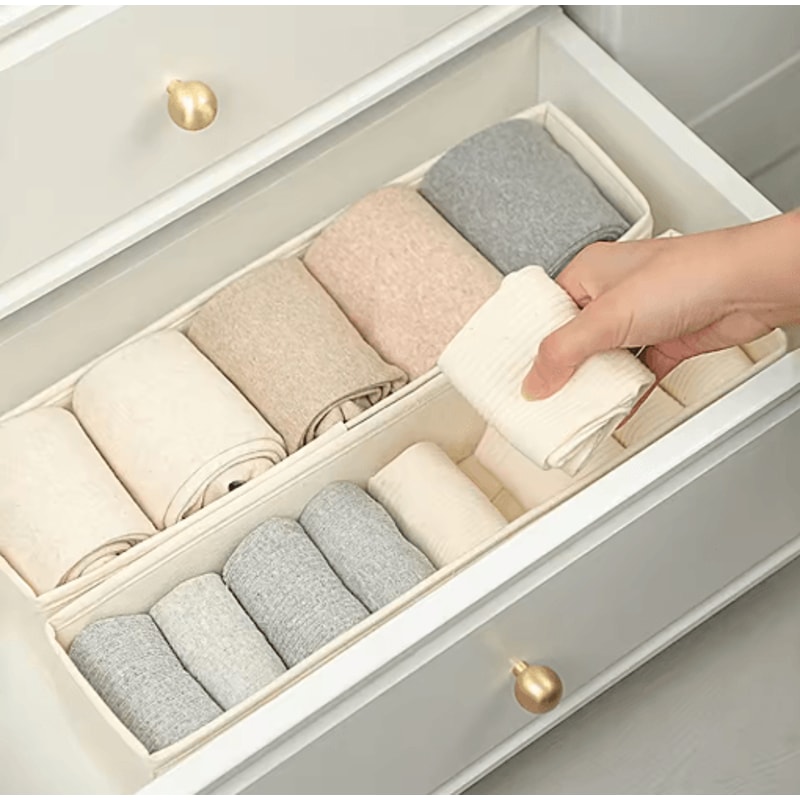 Long Foldable Fabric Storage Bin Drawer Organizer For Socks Underwear 2