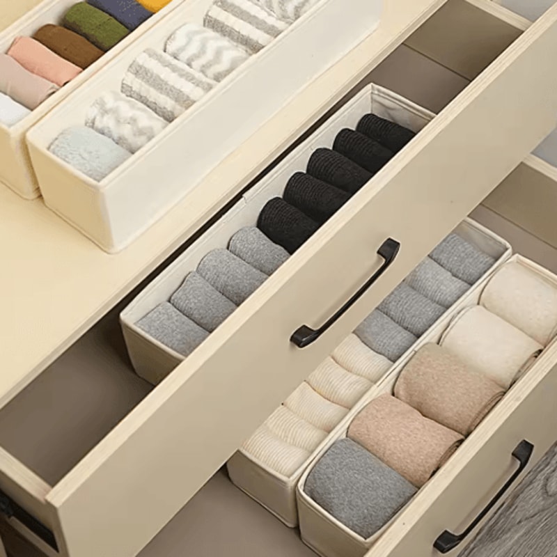 Long Foldable Fabric Storage Bin Drawer Organizer For Socks Underwear 3