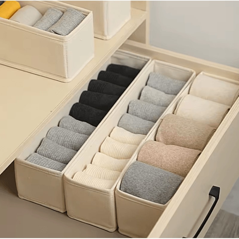 Long Foldable Fabric Storage Bin Drawer Organizer For Socks Underwear 4