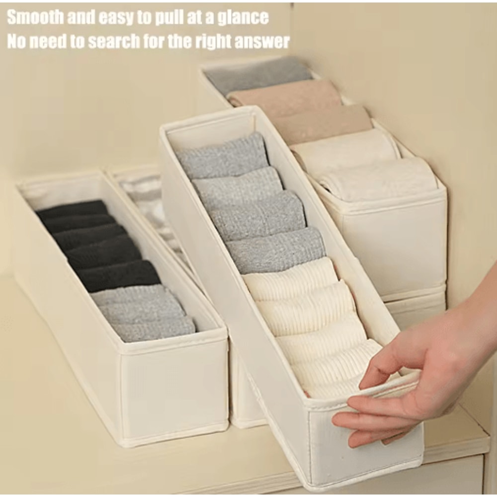 Long Foldable Fabric Storage Bin Drawer Organizer For Socks Underwear 5