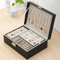 DoubleLayer Wooden Jewelry Box With PU Leather Organizer Ring Storage 0