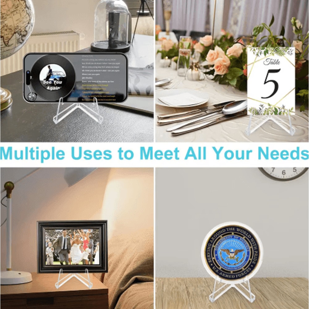 10Piece Clear Acrylic Coin Display Stand Easel Set 7