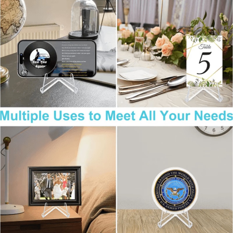 10Piece Clear Acrylic Coin Display Stand Easel Set 7