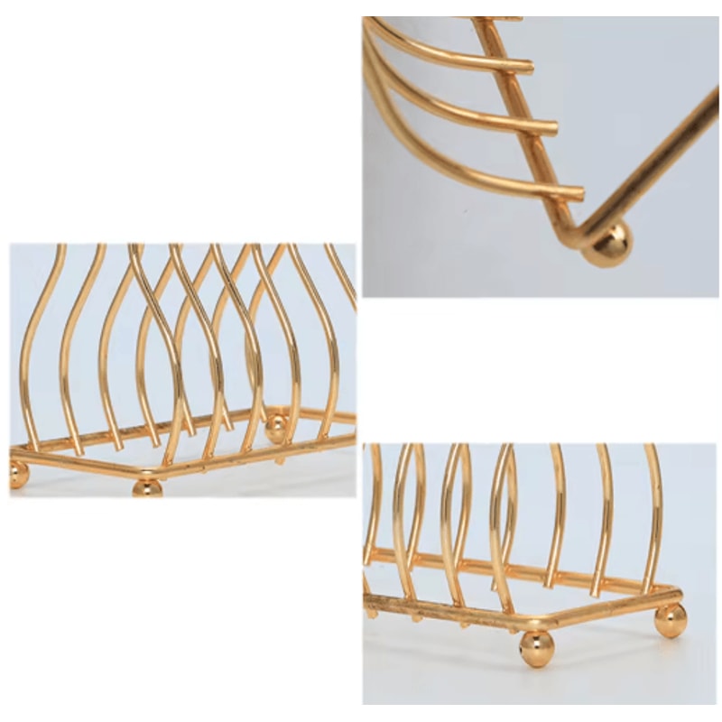 Small Gold Silver Iron Triangular Dish Draining Shelf 3