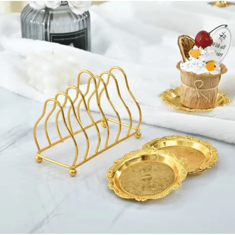 Small Gold Silver Iron Triangular Dish Draining Shelf 6