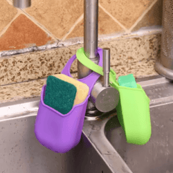 hanging sink drain rack kitchen storage basket & sponge holder