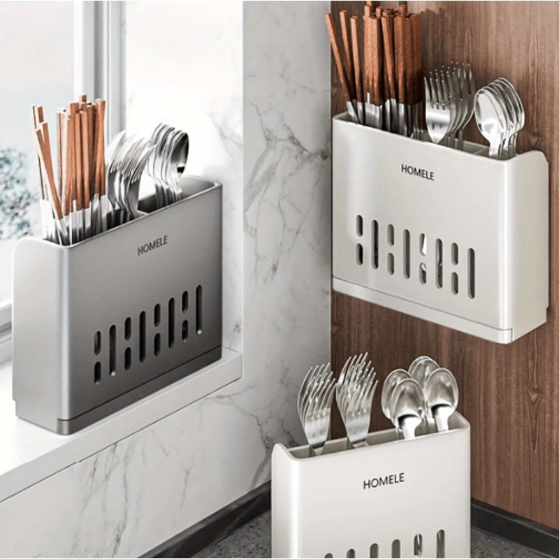 Multifunctional Flatware Organizer With Detachable Drain Base 12