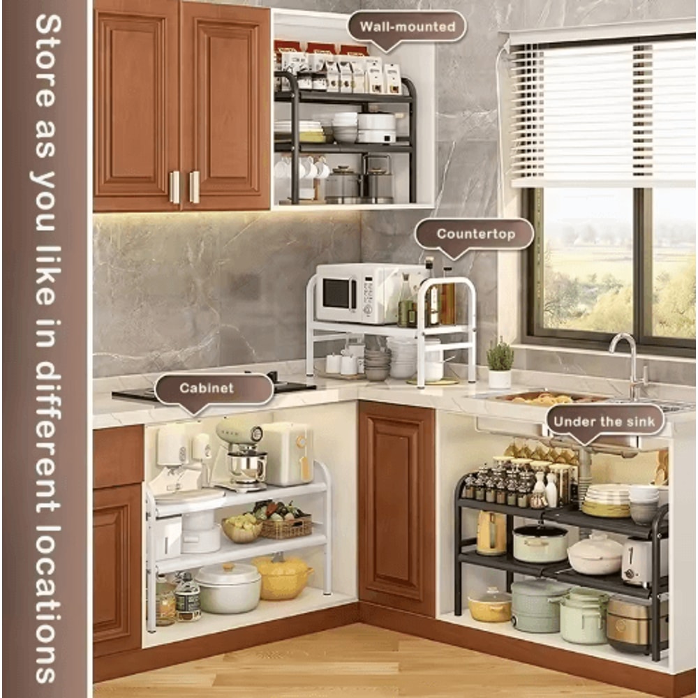 Flexible Telescopic Under Sink Shelf Organizer Rack 14