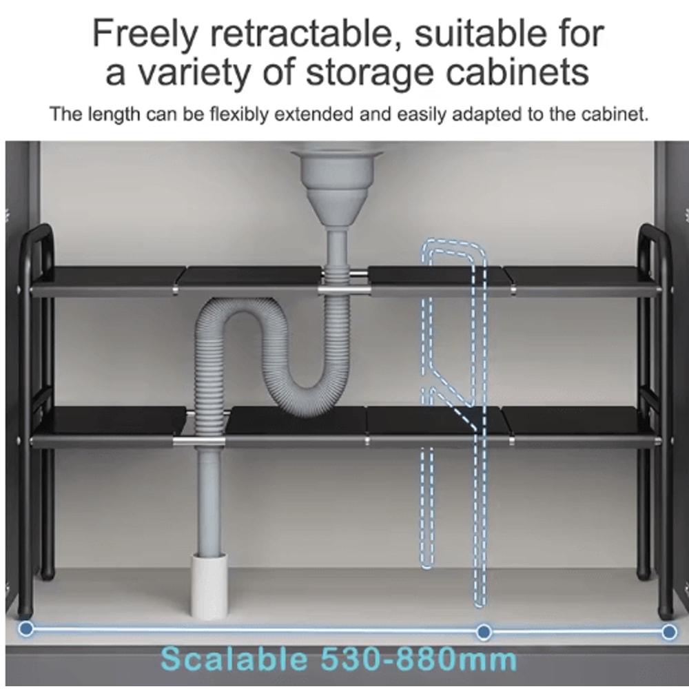 Flexible Telescopic Under Sink Shelf Organizer Rack 17
