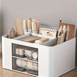 dualdrawer multi-functional desk organizer with 2 storage drawers