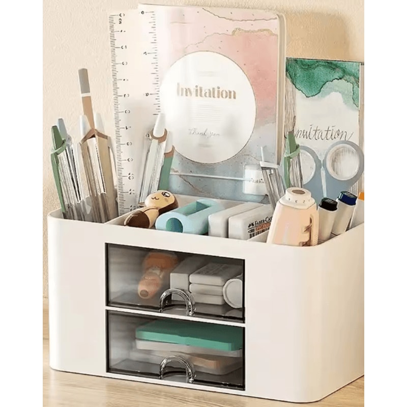 DualDrawer MultiFunctional Desk Organizer With 2 Storage Drawers 9