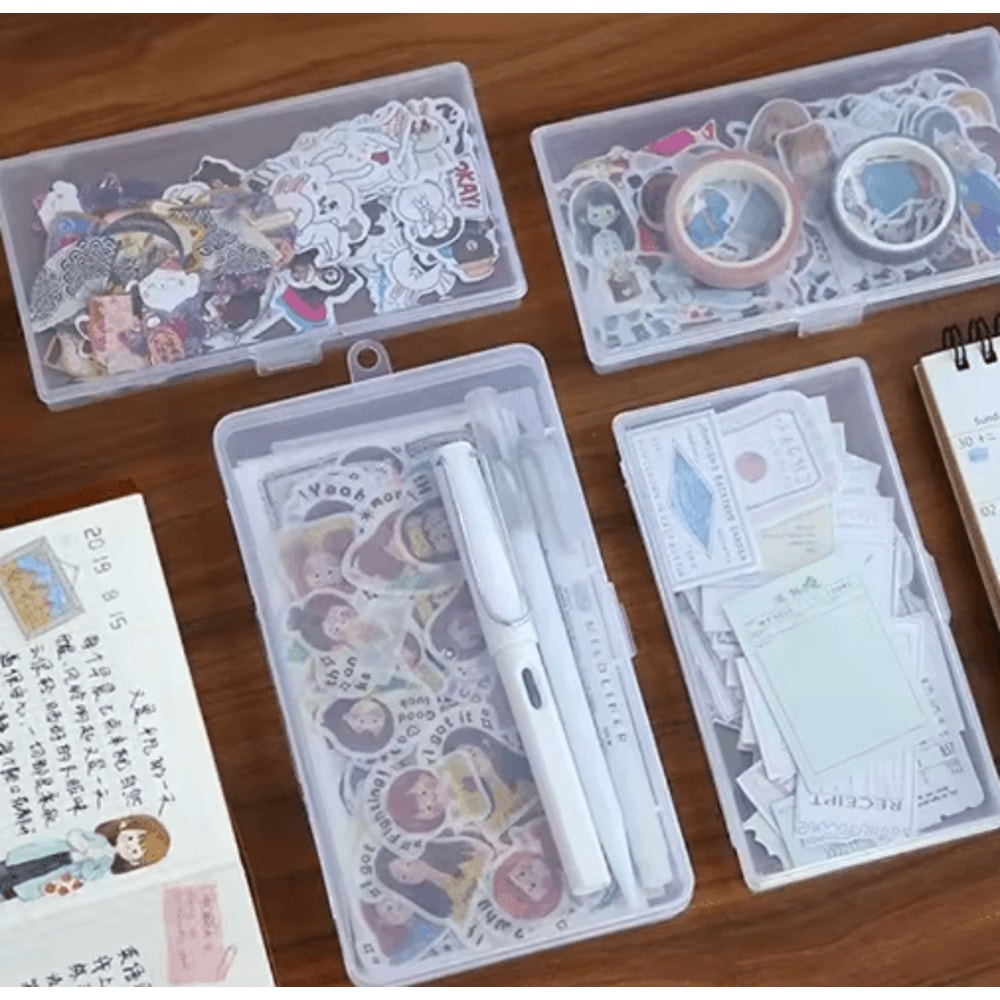 ClearMini Transparent Stationery Storage Box For Desk Organization 4