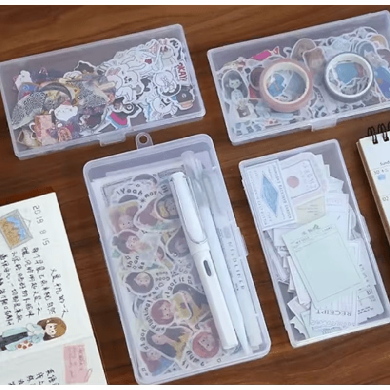 ClearMini Transparent Stationery Storage Box For Desk Organization 4