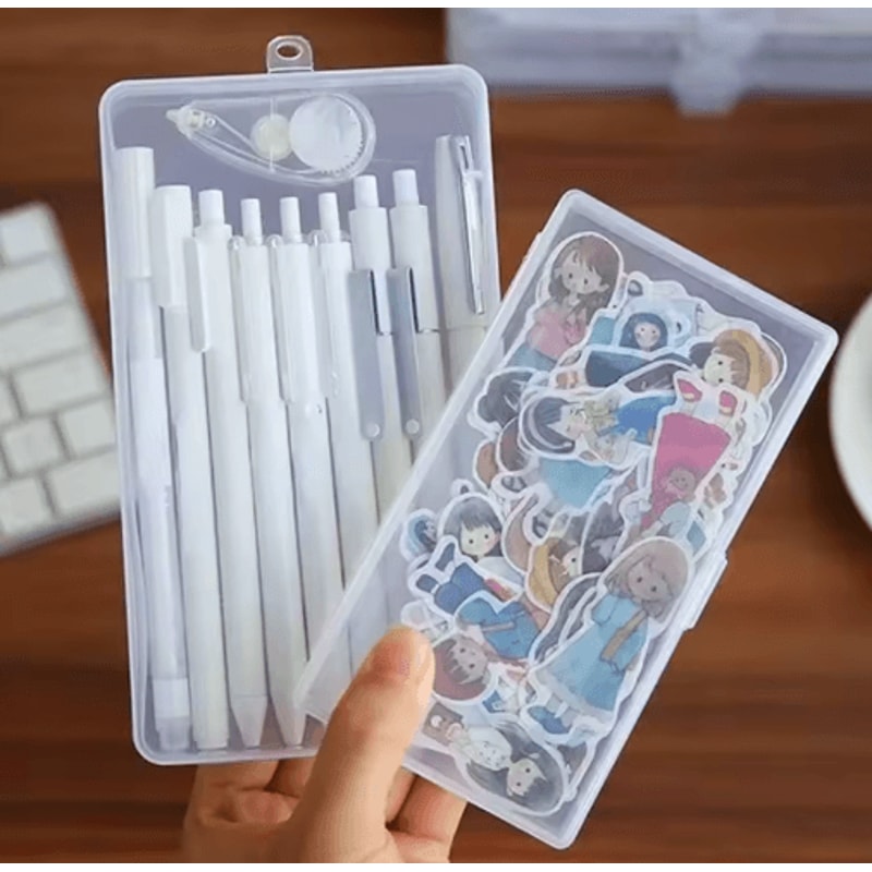 ClearMini Transparent Stationery Storage Box For Desk Organization 6